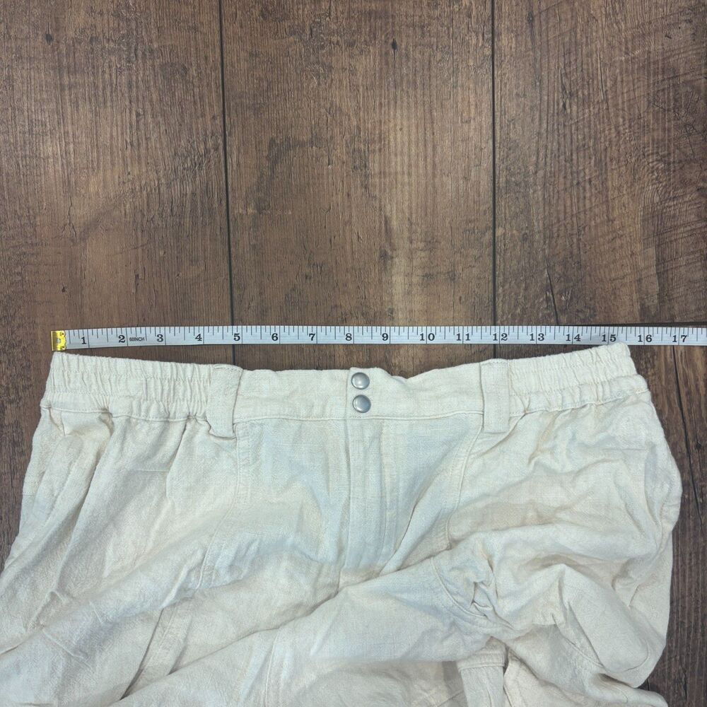 Anthropologie Ivory Cargo Pants Linen Blend Jogger Convertible Cinch Cream Sz M - Picture 6 of 9